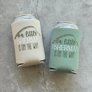 A Little Fisherman Is On the Way Baby Boy Shower Can Coolers