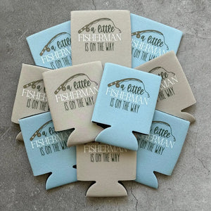 A Little Fisherman Is On the Way Baby Boy Shower Can Coolers