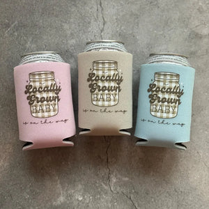 A Locally Grown is On The Way Baby Shower Can Coolers Mason Jar Gingham