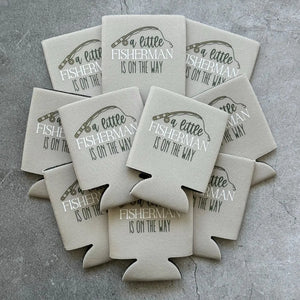 A Little Fisherman Is On the Way Baby Boy Shower Can Coolers