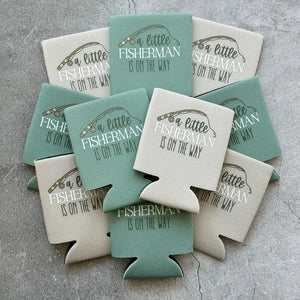 A Little Fisherman Is On the Way Baby Boy Shower Can Coolers
