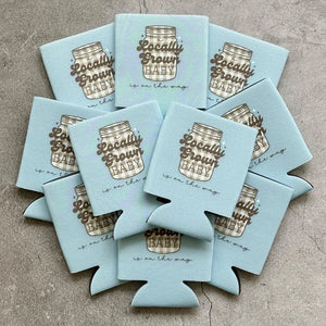 A Locally Grown is On The Way Baby Shower Can Coolers Mason Jar Gingham