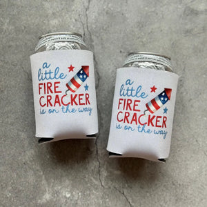 A Little Firecracker Is On the Way Patriotic Baby Shower Can Coolers