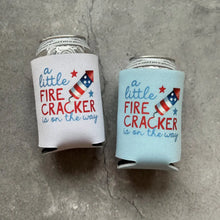 Load image into Gallery viewer, A Little Firecracker Is On the Way Patriotic Baby Shower Can Coolers
