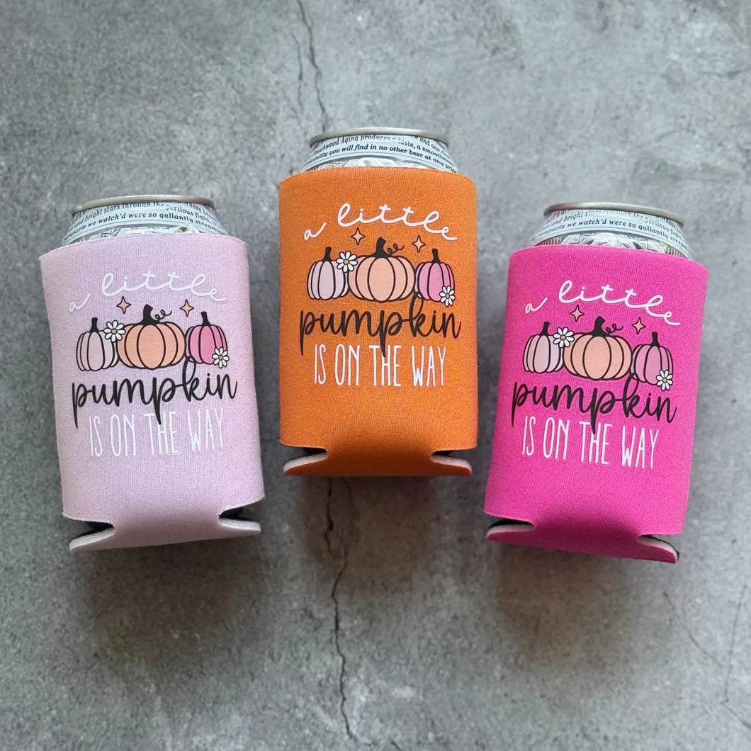 A Little Pumpkin Is On The Way Fall Baby Shower Can Coolers