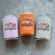 Load image into Gallery viewer, A Little Pumpkin Is On The Way Fall Baby Shower Can Coolers
