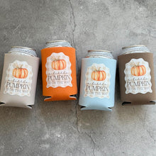 Load image into Gallery viewer, A Little Pumpkin Is On The Way Gingham Fall Baby Shower Can Coolers
