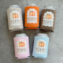 Load image into Gallery viewer, A Little Pumpkin Is On The Way Gingham Fall Baby Shower Can Coolers
