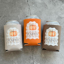 Load image into Gallery viewer, A Little Pumpkin Is On The Way Gingham Fall Baby Shower Can Coolers
