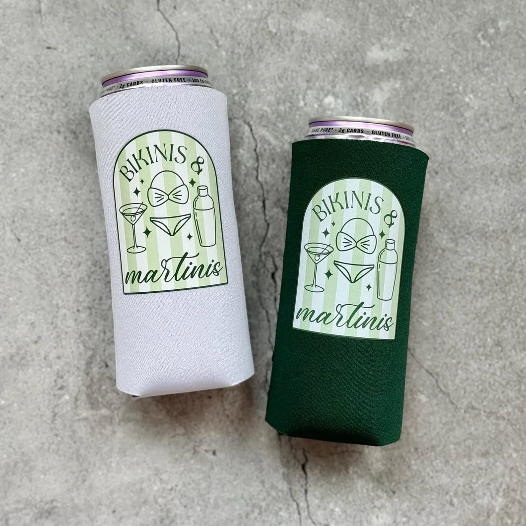 Bikinis & Martinis Bachelorette Slim Seltzer Can Coolers