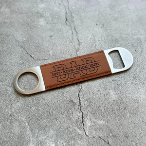 Custom Engraved Vegan Leather Dad Bottle Openers
