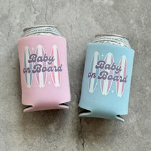 Load image into Gallery viewer, Baby on Board Retro Surfboard Baby Girl Baby Shower Can Coolers
