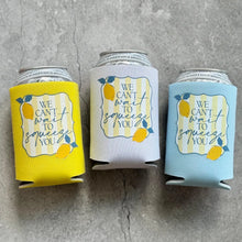 Load image into Gallery viewer, We Can&#39;t Wait to Squeeze You Lemon Amalfi Baby Shower Can Coolers Italy Italian Greece Santorini
