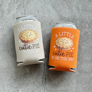 A Little Cutie Pie Is On The Way October November Fall Autumn Baby Shower Party Favor Can Coolers