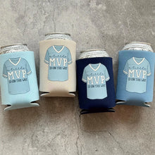 Load image into Gallery viewer, A Little MVP Is On the Way Sports Theme Baby Boy Shower Can Coolers
