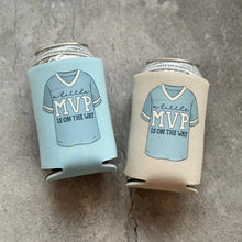 Load image into Gallery viewer, A Little MVP Is On the Way Sports Theme Baby Boy Shower Can Coolers

