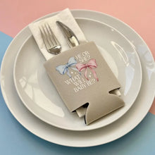 Load image into Gallery viewer, He or She? What Will Baby Be? Bow Themed Gender Reveal Can Coolers
