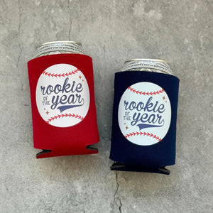 Rookie of the Year First Birthday Baseball Can Coolers