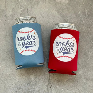 Rookie of the Year First Birthday Baseball Can Coolers