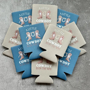A Little Cowboy Is On the Way Baby Boy Shower Can Coolers