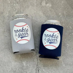 Rookie of the Year First Birthday Baseball Can Coolers