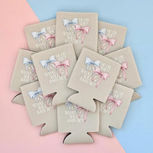 Load image into Gallery viewer, He or She? What Will Baby Be? Bow Themed Gender Reveal Can Coolers
