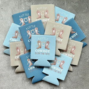 A Little Cowboy Is On the Way Baby Boy Shower Can Coolers