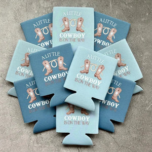 A Little Cowboy Is On the Way Baby Boy Shower Can Coolers