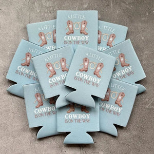 A Little Cowboy Is On the Way Baby Boy Shower Can Coolers
