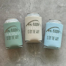 Load image into Gallery viewer, A Little Fisherman Is On the Way Baby Boy Shower Can Coolers
