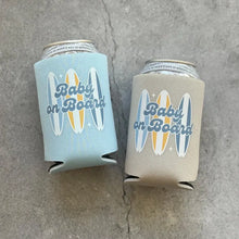 Load image into Gallery viewer, Baby on Board Retro Surfboard Baby Boy Baby Shower Can Coolers
