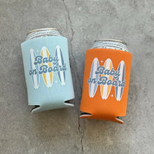 Load image into Gallery viewer, Baby on Board Retro Surfboard Baby Boy Baby Shower Can Coolers
