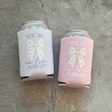 Load image into Gallery viewer, Snow In Love Already Baby Shower Can Coolers Winter Christmas December January
