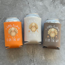 Load image into Gallery viewer, A Little Turkey Is On The Way November Fall Autumn Thanksgiving Baby Shower Party Favor Can Coolers
