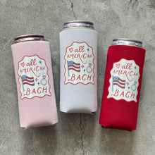 Load image into Gallery viewer, All American Bach Bachelorette Party Slim Can Coolers 4th of July
