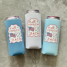 Load image into Gallery viewer, All American Bach Bachelorette Party Slim Can Coolers 4th of July
