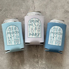 Load image into Gallery viewer, PJs and Prosecco Bride and Bubbly Bachelorette Can Coolers
