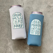 Load image into Gallery viewer, PJs and Prosecco Bride and Bubbly Bachelorette Can Coolers
