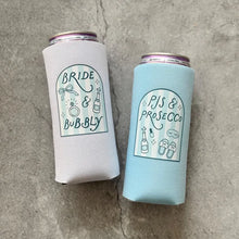 Load image into Gallery viewer, PJs and Prosecco Bride and Bubbly Bachelorette Can Coolers
