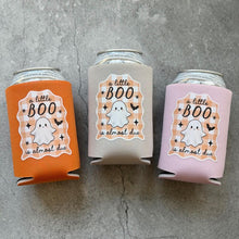Load image into Gallery viewer, A Little Boo is Almost Due in Pink October Fall Halloween Baby Shower Gender Reveal Party Favor Can Coolers

