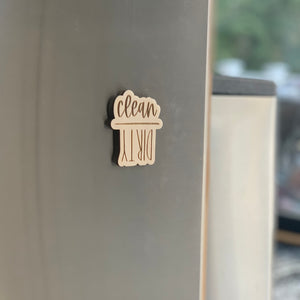 Clean Dirty Laser Engraved Wooden Dishwasher Magnet