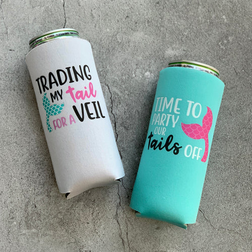Bride Tribe Bachelorette Party Skinny Slim Can Coozies - Rosé Pink - 1 –  All Day Soirée®