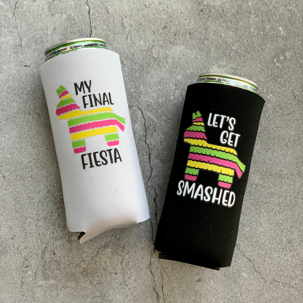 Final Fiesta Let's Get Smashed Piñata Bachelorette Party Slim Can Coolers
