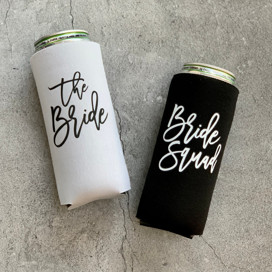 Black Script Title Bachelorette Party Slim Can Coolers