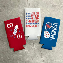 Load image into Gallery viewer, America 4th of July Beer Memorial Day Labor Day Slim Seltzer Can Coolers
