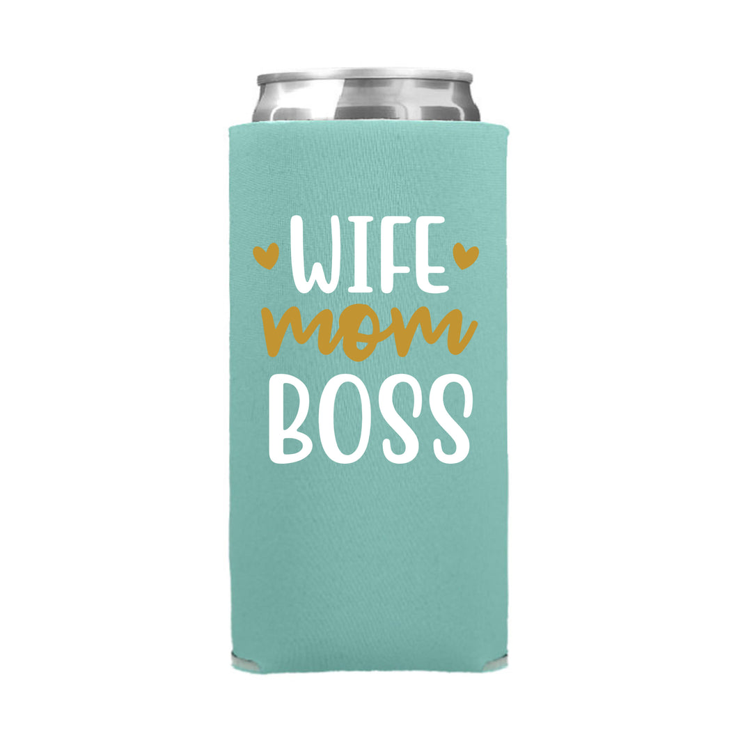Wife Mom Boss Slim Can Cooler