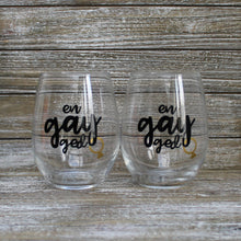 Load image into Gallery viewer, Set of EnGAYged Stemless Wine Glasses
