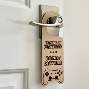 Gaming in Progress Do Not Disturb Laser Engraved Door Hanger