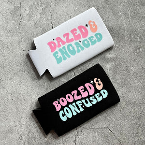 Dazed and Engaged & Boozed and Confused Bachelorette Slim Seltzer Can Coolers