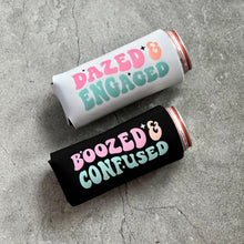 Load image into Gallery viewer, Dazed and Engaged &amp; Boozed and Confused Bachelorette Slim Seltzer Can Coolers
